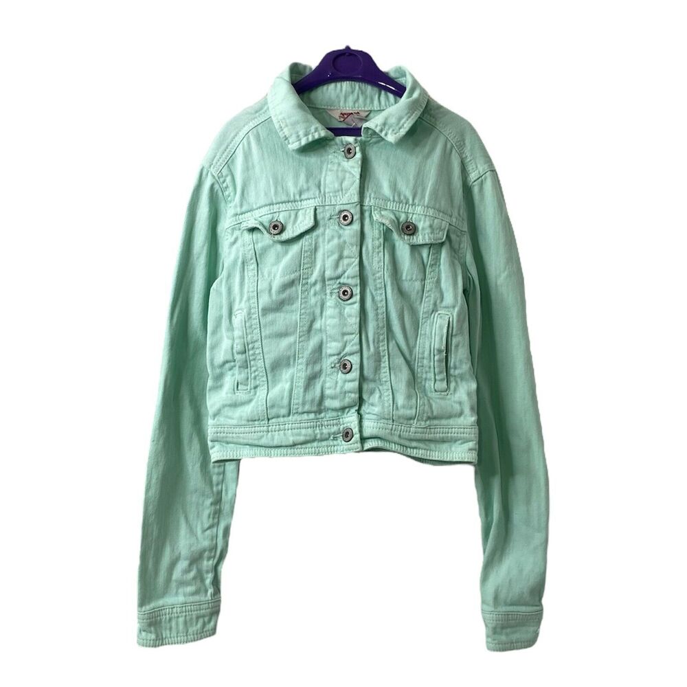 Girls Size XS Denim Jacket Arizona Jeans Co. Green Long Sleeve Cropped
